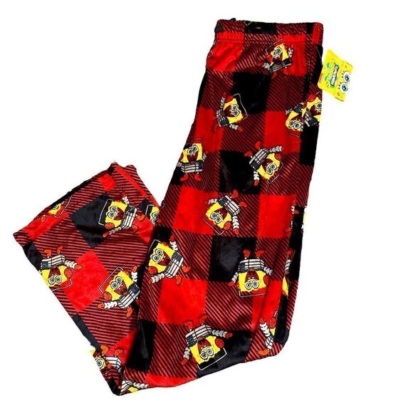 SpongeBob Square Pants Red Velour Pajamas Pant - Picture 1 of 6